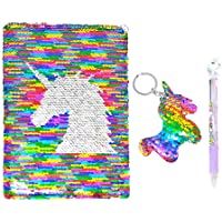 QearFun Unicorn Notebook A5 y juego de bolígrafos para niños- Flippy Sequin Diario Diario Artículos de papelería para…